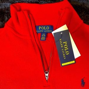Polo - Red Long Sleeve Pullover Shirt With Zipper